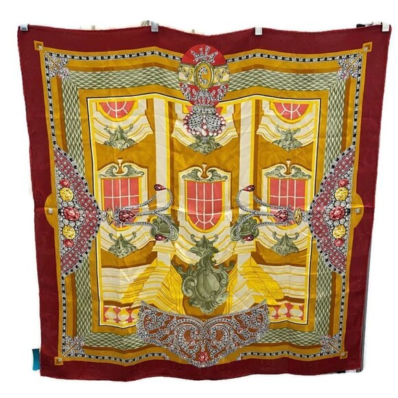 Cartier Accessories - Must De Cartier Vintage Yellow & Orange Silk Scarf